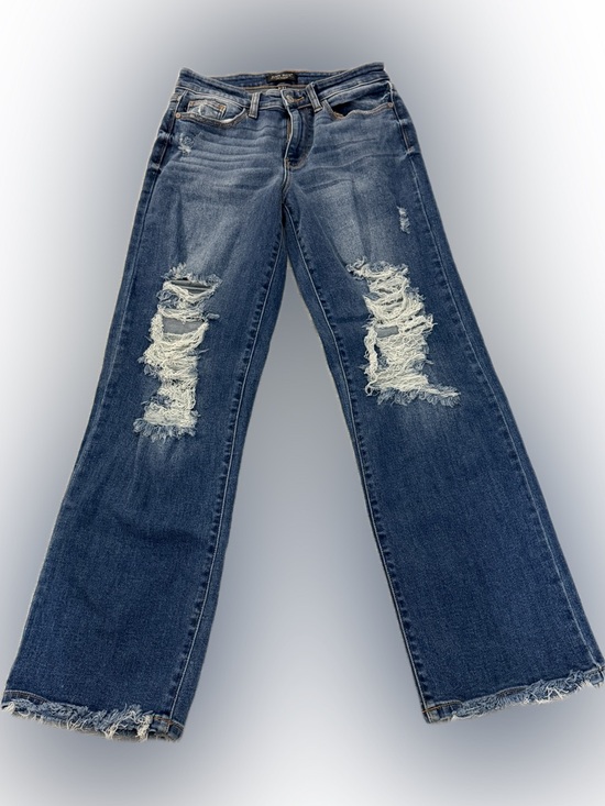Judy Blue Denim - Judy Blue Dad Jeans Distressed Raw Hem High Rise 5/27